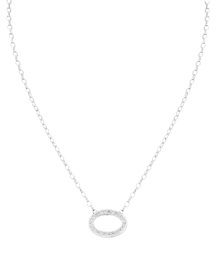 N5491-RF03 - Aldrava Collection - Oval Pavé Necklace in Rhodium