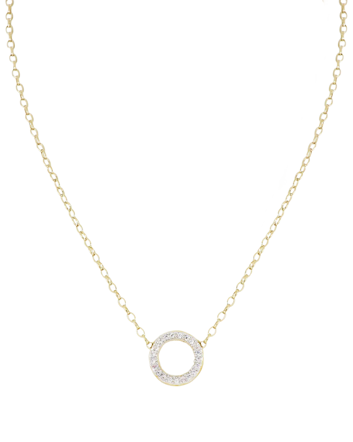 N5493-AF03 - Aldrava Collection - Circle Pavé Necklace with Gold Chain