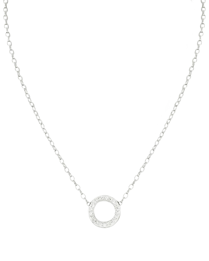 N5493-RF03 - Aldrava Collection - Circle Pavé Necklace with Rhodium Chain