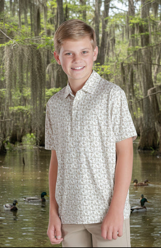 Youth Boys Polo - White (Ducks)