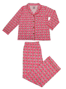 Youth Holiday Button Down PJ Set - Santa