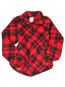 Youth Everyday Pullover - Red Plaid