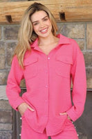 Quilted Shacket - Pink
