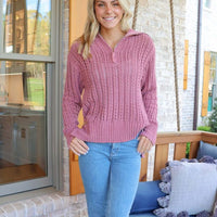 Quarter Zip Soft Sweater - Plum