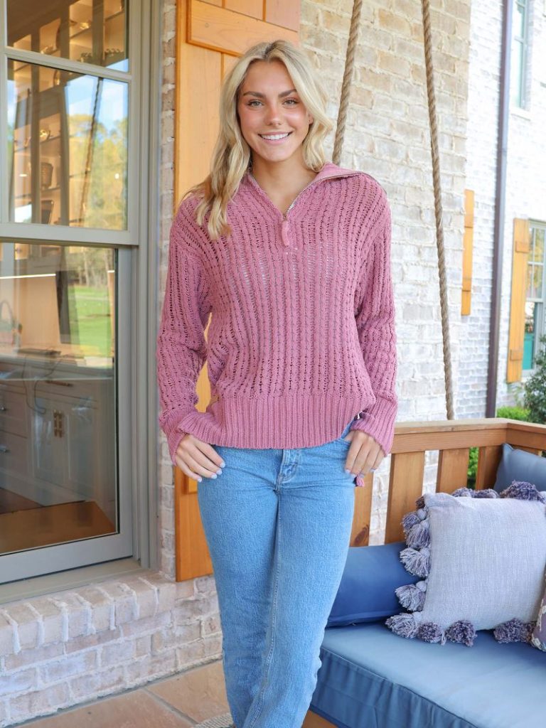 Quarter Zip Soft Sweater - Plum