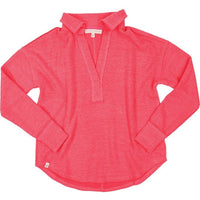 Knit V-Neck Collared Top - Pink