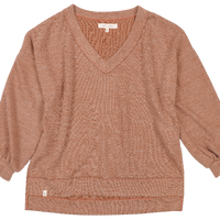 Knit V-Split Top - Sand