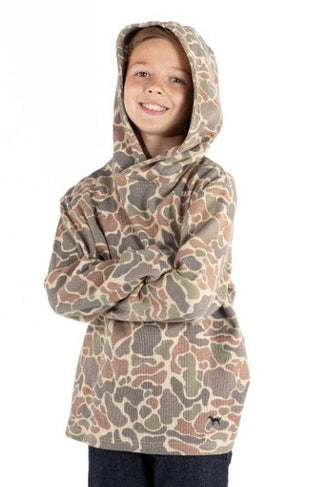 Youth Waffle Thermal Hoodie - Dark Camo