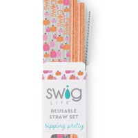 Pumpkins and Bows Reusable Straw Set