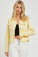 Irregular Fray Hemmed Color Jacket - Pale Yellow
