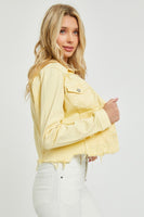 Irregular Fray Hemmed Color Jacket - Pale Yellow
