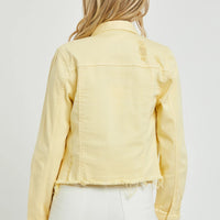 Irregular Fray Hemmed Color Jacket - Pale Yellow