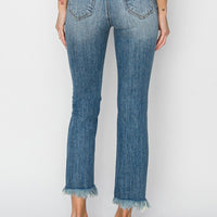 Midrise Crop Straight Fray Hem Jean