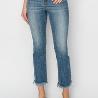 Midrise Crop Straight Fray Hem Jean