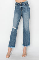 High-Rise Crop Bootcut Fray Hem Jean
