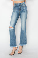 High-Rise Crop Bootcut Fray Hem Jean - Medium
