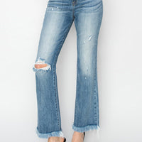 High-Rise Crop Bootcut Fray Hem Jean - Medium