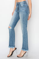 High-Rise Crop Bootcut Fray Hem Jean - Medium
