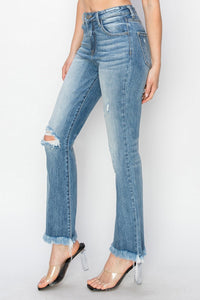 High-Rise Crop Bootcut Fray Hem Jean - Medium