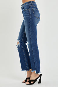 High-Rise Crop Flare Jeans - Dark