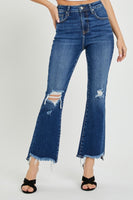 High-Rise Crop Flare Jeans - Dark
