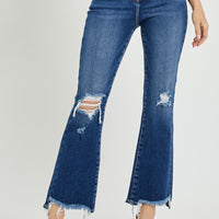 High-Rise Crop Flare Jeans - Dark