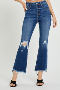 High-Rise Crop Flare Jeans - Dark