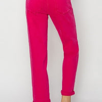 Fuchsia High-Rise Boyfriend Jean