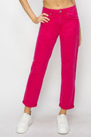 Fuchsia High-Rise Boyfriend Jean
