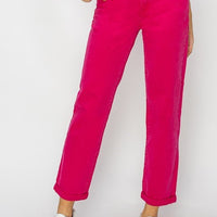 Fuchsia High-Rise Boyfriend Jean