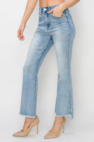 High-Rise Crop Flare Side Step Jean - Light
