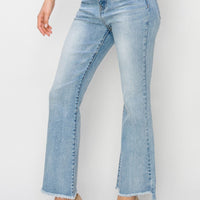 High-Rise Crop Flare Side Step Jean - Light