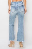 High-Rise Crop Flare Side Step Jean - Light
