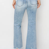 High-Rise Crop Flare Side Step Jean - Light