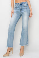 High-Rise Crop Flare Side Step Jean - Light
