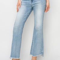 High-Rise Crop Flare Side Step Jean - Light