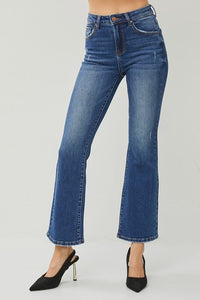 High-Rise Ankle Flare Jeans - Dark