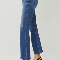 High-Rise Ankle Flare Jeans - Dark