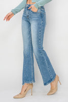 High-Rise Ankle Flare Uneven Hem Jeans - Medium
