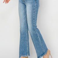 High-Rise Ankle Flare Uneven Hem Jeans - Medium