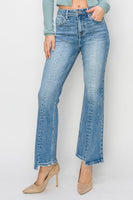 High-Rise Ankle Flare Uneven Hem Jeans - Medium
