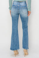 High-Rise Ankle Flare Uneven Hem Jeans - Medium
