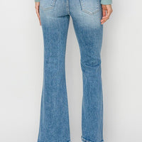 High-Rise Ankle Flare Uneven Hem Jeans - Medium