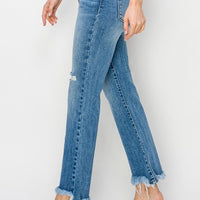 High-Rise Crop Flare Frayed Jean - Medium