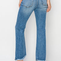 High-Rise Crop Flare Frayed Jean - Medium