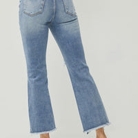 High-Rise Ankle Flare Destressed Jean - Medium