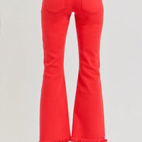 Red Tummy Control Crop Flare Jean