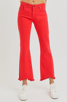 Red Tummy Control Crop Flare Jean
