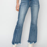 High-Rise Seam Detail Crop Flare Jean