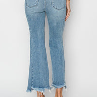 High-Rise Seam Detail Crop Flare Jean - Light